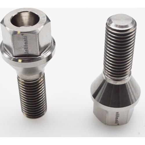 Gr5 titanium wheel hub bolt M14*1.5*35 cone seat (10 pieces)