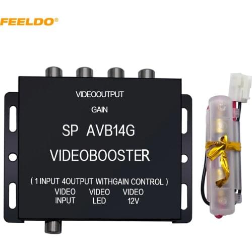FEELDO 5Set Auto Car 1 to 4 Output Video Spliter Amplifier Signal Booster For DVD/LCD/TV Monitor Display #AM4499