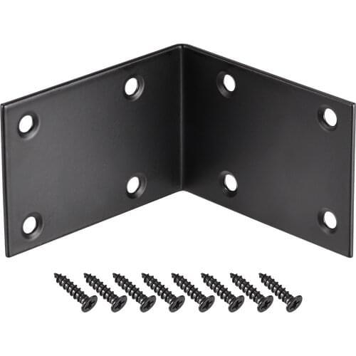 Uxcell Corner Brace Angle Bracket Fastener Stainless Steel L Shape 72mmx72mmx48mm Black with Screws, 8 Pcs