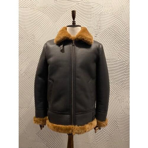 YASIN ANTILOP Genuine Leather %100 Original Real Sheepskin Shearling Leather Bomber Flying Pilot Jacket