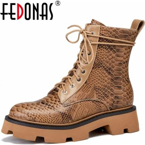 FEDONAS Top Quality Genuine Leather Women Ankle Boots Autumn Winter Casual Fashion Genuine Leather Thick Heels Shoes Woman 2021