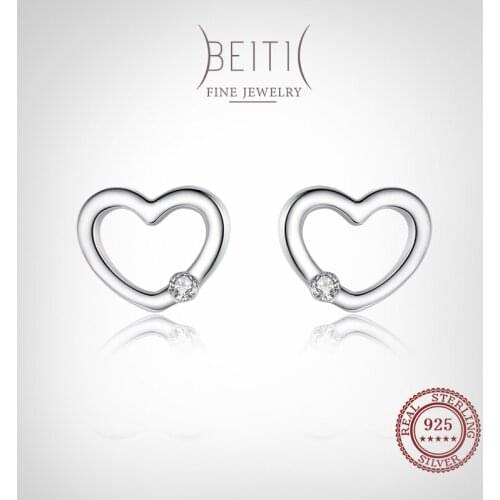Beitil Simple Cute Heart 925 Sterling Silver CZ Stud Earrings For Women Minimalist Fine Jewelry 2021 New Style