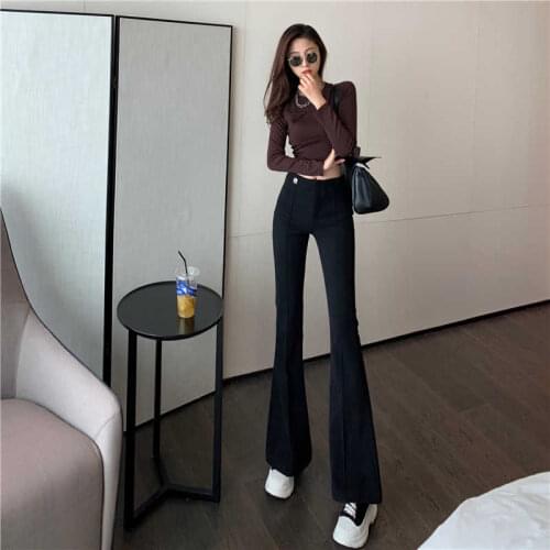 Women Loose Summer Plus Size Korean High Waist Trousers Suit Casual Korean Office Wide Leg Flare Pants Femme