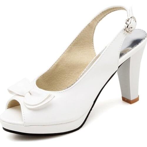 Women Pumps Peep Toe High Heel Ladys Platform Sandals 2020 Summer Evening Dress Wedding Slingback Shoes Femal zapatos de mujer