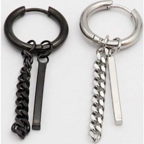 1Pc Men Women' Titanium Steel Tassel Dangle Earrings Punk Style Drop Earrings Fashion Personality Hip Hop Jewelry Unisex Jewelry