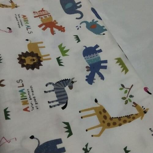 100% Cotton viaPhil Brand Forest Animals Giraffe Elephant Lion Printed Fabric Animal Fabric Patchwork Cloth Dress Home Decor