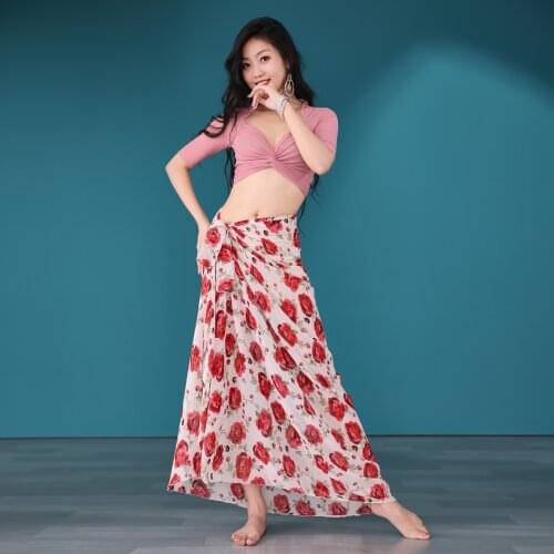 2021 Belly Dance Summer Practice Clothes Suit Chiffon Flower Skirt Oriental Dance Performance Costume Belly Dance Costumes