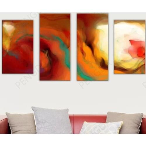 Hd Prints 4 Set Watercolor Poster Wall Artwork Abstract Canvas Painting Home Decor For Living Room Modular Pictures No Framework