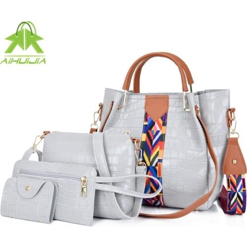 4 in 1 Pu Leather Women Shoulder Bags Designer Ladies Stone Pattern Messenger Bag 2021 New High Quality Fashion Female Tote Bag