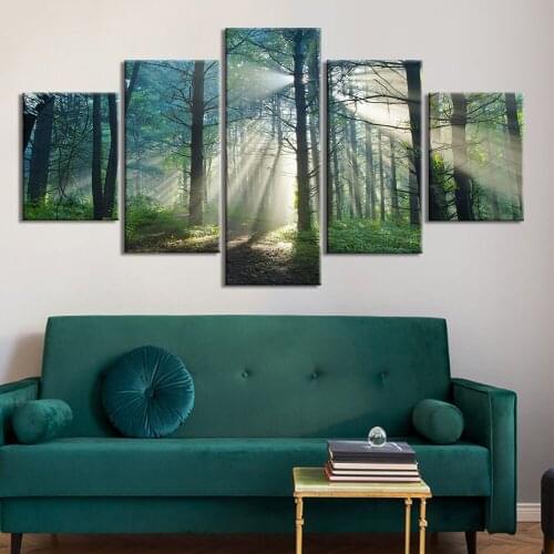 5D DIY Diamond Painting tree natural Landscape 5 Pieces Full Square Round Drill Diamond Embroidery Cross Stitch Mosaic Wood