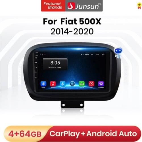 Junsun V1 Pro 4G Android 10.0 4G+64G Car Radio Multimedia Player For Fiat 500X 2014 - 2020 GPS Navigation no 2din dvd