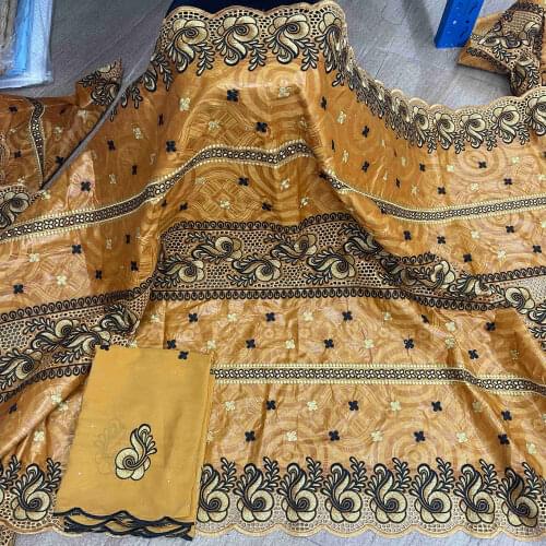 Bazin Riche Lace Fabric 2021 High Quality Nigerian Party cotton Borde Embroidery African Lace Fabric Nigerian Headtie Gele 7Y