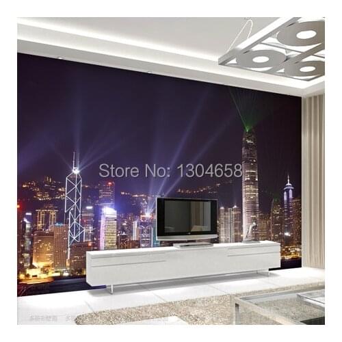 Free shipping custom night Hongkong city building large-scale murals living room TV backdrop bedroom background wallpaper