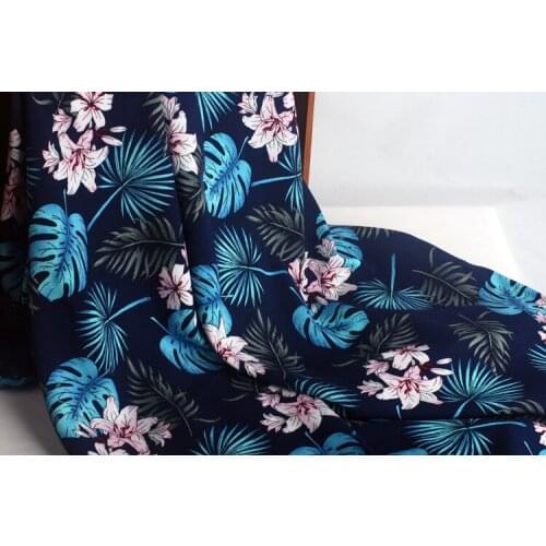 Free shipping Blue leaf banana flower artificial cotton summer cotton silk baby clothing fabric summer cool cloth