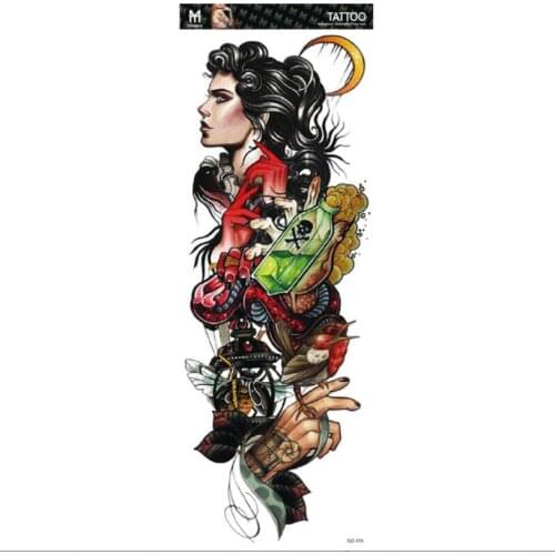 Large Arm Sleeve Tattoo Lion Crown King Rose Waterproof Temporary Tatoo Sticker Wild Wolf Tiger Men Full Skull Totem Tatto T1786