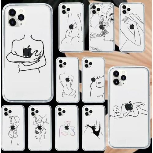 Art Simple Kiss Rose Sex Girl Body Phone Case Transparent soft For iphone 5 5s 5c se 6 6s 7 8 11 12 plus mini x xs xr pro max