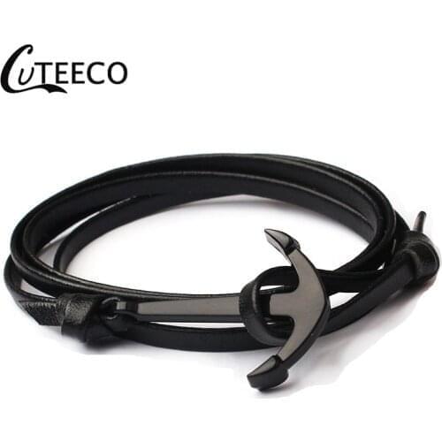 CUTEECO New Fashion Woven Multilayer Anchor Bracelets Men Hope Anchor Bracelet Pulsera Navy Hand Leather Bracelets