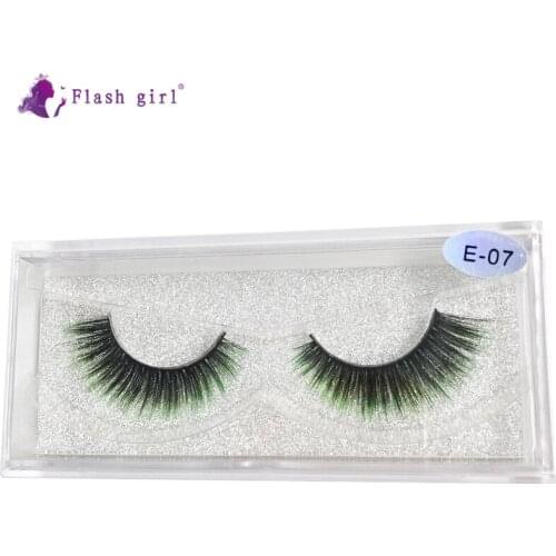 Flash Girl New Design E-07 1 Pair Colorful Eyelashes Handmade Thick Mink Lashes Natural Soft Fakse Eyelash For Eye Beauty