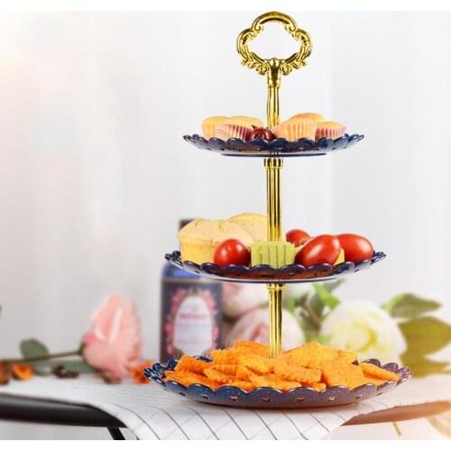 80% Hot Sales!!Portable three-layer fruit plate candy dessert cake stand suitable for family gathering wedding birthday
