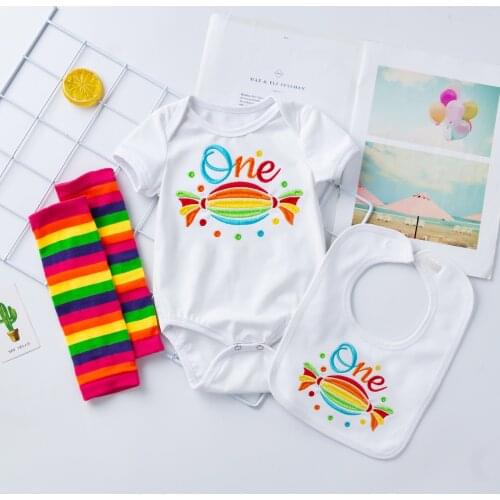 2PCS/3PCS Newborn Baby Short Sleeve Cotton Girls Happy Birthday Embroidery Design Clothes Sets Romper Dress Headband Shoes