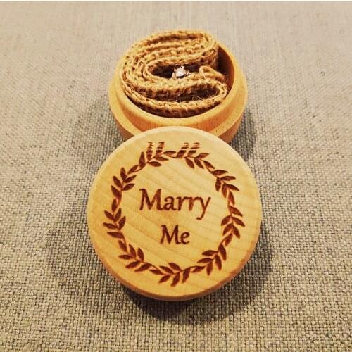 Marry Me Ring Box Wedding Ring Bearer Pillow Alternative Engagement Ring Box Wood Memory Engraved Ring Pillow