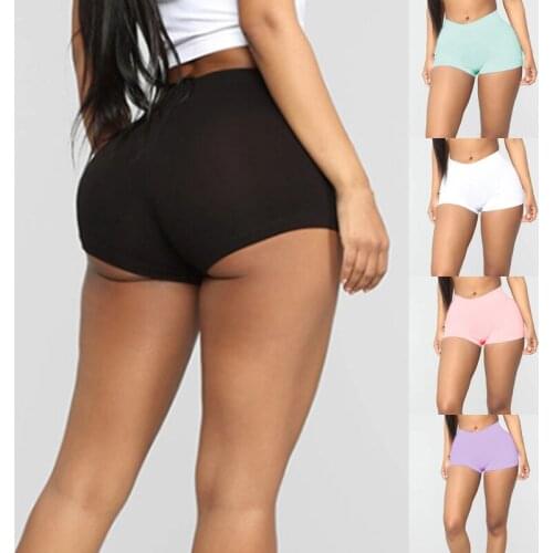 Summer Women Fashion Indoor Sports Running Pants Casual Slim Fit High Waisted Shorts Pure Color Ladies Elastic Waist Pants