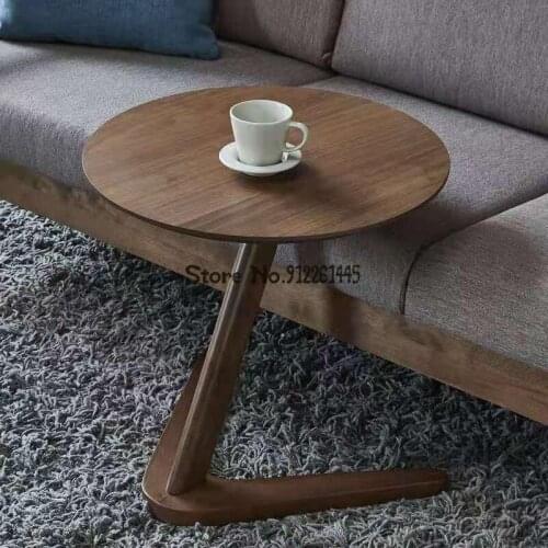 Small Table Light Luxury Creative Solid Wood Sofa Corner Cabinet Nordic Modern Simple Oval Corner Arc Small Tea Table
