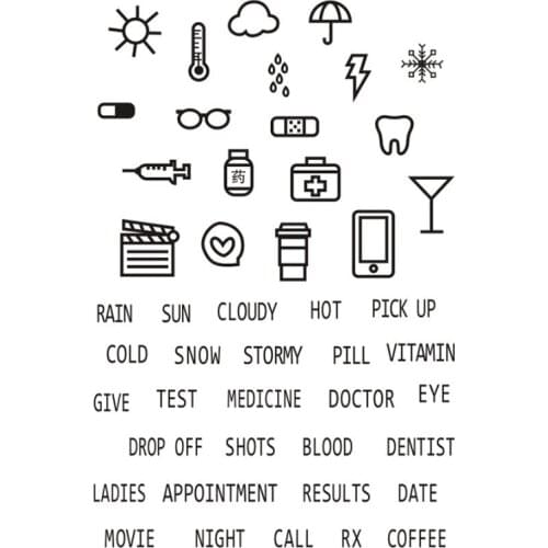 Mini diary stamps clear weather planner stamps planner journal stamps