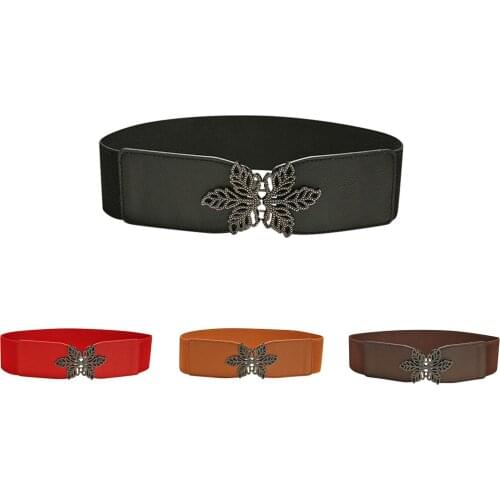 Fashion Women Elastic Belts Designer Luxury Brand Metal Buckle Waist Strap Dress Coat Sweater Decorative Waistband Skirt Dress