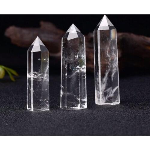 Natural Crystal Clear Quartz Transparency Quartz Point Healing Stone Hexagonal Prisms 50-80mm Obelisk Wand Stone Home Decor 1PC
