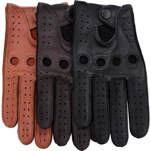 Luxury Deerskin Driving Gloves Men Soft Genuine Leather Top Quality All Season Outdoor Sports Gloves Fashion Motorcycle Gloves