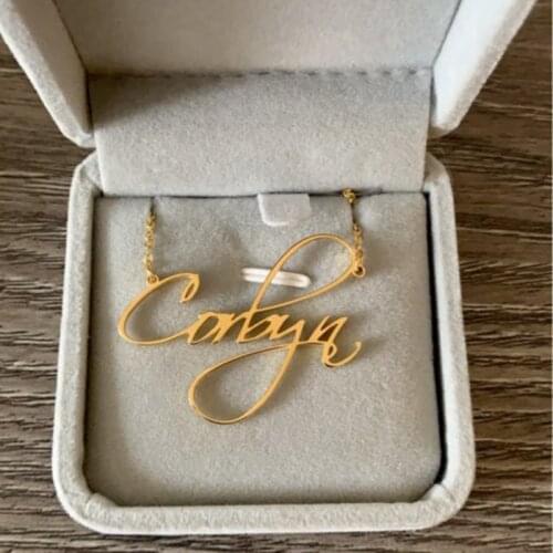Personalized Handwriting Name Necklace Women Baby Nameplate Jewelry Stainless Steel Custom Cursive Letter Necklaces Pendants BFF