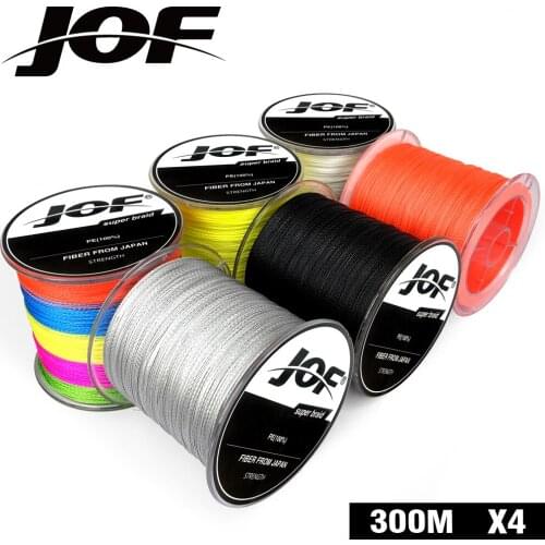JOF 2019 PE Braided Fishing Line 9 Color Multifilament Fishing Cord Strong 4 Strands 300M Fishing Line