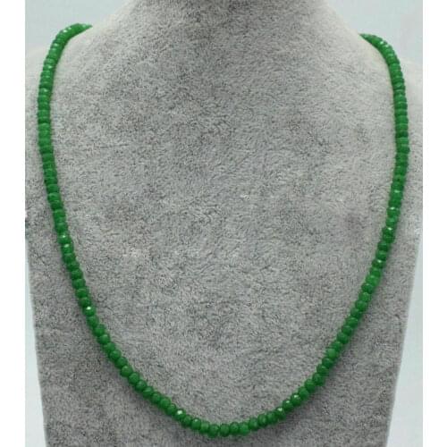 Genuine Top Natural 2x4mm Green Jade Faceted Gems Beads Necklace 18'' AAA