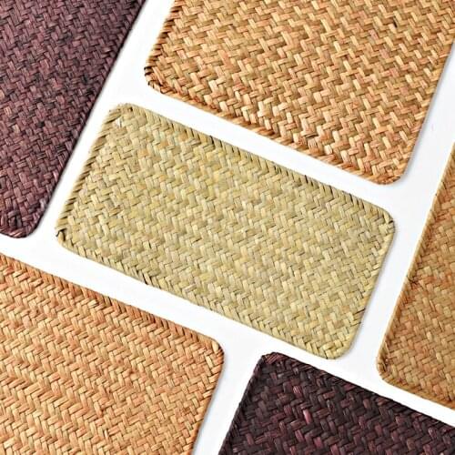 Placemats 4pcs/set Hand-woven rectangular seaweed placemat Dining table mat