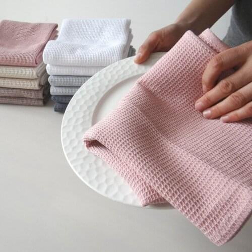 Mulit Color Waffle Grid Cotton Kitchen Napkin Teatowel Scouring Pad
