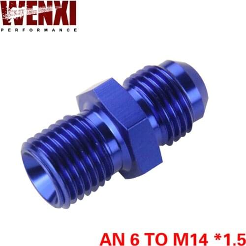 Blue Male 6AN 6 An Flare To M14x1.5(mm) Metric Straight Fitting AN 6 To M14 *1.5 Port. Adapter WX-SL816-06-143-011