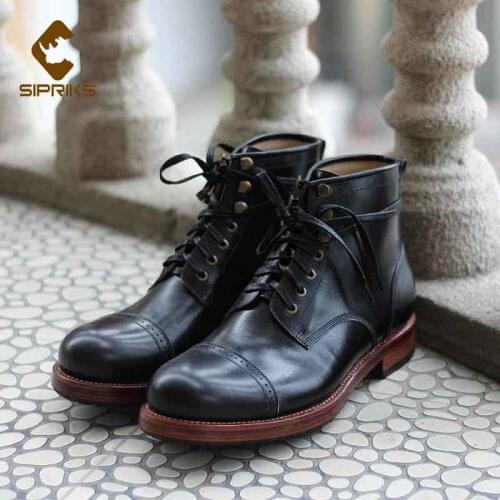 Sipriks Autumn Genuine Leather Boots Cool Mens Cowboy Boot Italian Bespoke Goodyear Welted Shoes Double Sole Euro 45