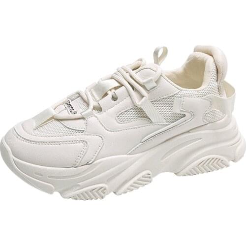 New Daddy Shoes Female Students Fashionable Mesh Top Breathable Mesh Red Thick Sole Sports Shoes Casual High Rise Shoes