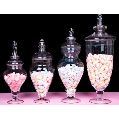 Creative Tall Transparent Glass Candy Jar Household Large-capacity Crystal Glass Jar Small Objects Storage Home Decoration Gifts