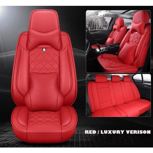 Universal car seat cover leather for h4 h7 led mitsubishi outlander lancer smart fortwo red beige black car accessories styling