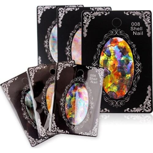 Wholesale New Magic Nail Art Shell Sticker Self Adhesive Sky Toe Super Irregular Glass Foil Nail Decal 500pks/lot free shipping