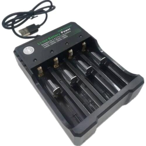 USB 18650 Battery Charger Black 4 Slots AC 110V 220V Dual For 18650 Charging 3.7V Rechargeable Lithium Battery