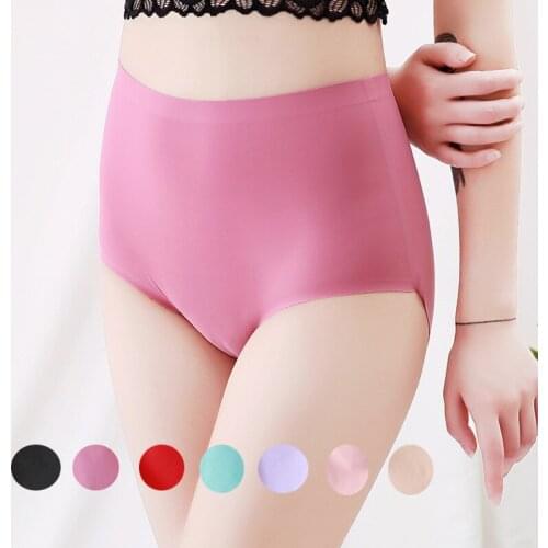 4pcs Seamless Ice Silk Panties Ladies High Waist Underwear Panty for Women Plus Size