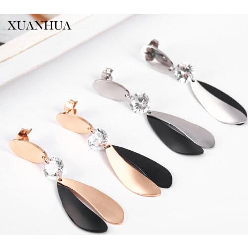 XUANHUA Rose Gold Drop Earrings For Women Long Earrings Stainless Steel Jewelry Woman Vogue 2019 Bohemian Jewelry Accessories