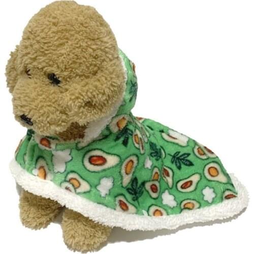 Winter Warm Pet Dog Cat Clothes Fleece Pet Poncho Cape With Hat Small Dog Cat Fruit Star Printed Cloak Windproof Pet Clothing