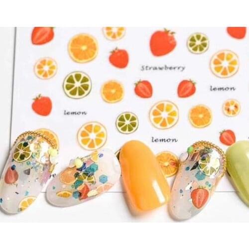 1 sheet New Fashion 3D Nail Stickers colorful fruit letter Nails Sticker Striping Tape Decorations Manicure Z0156