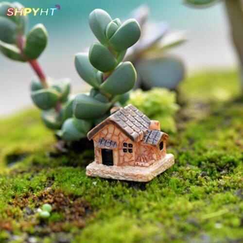 1pc Mini Fairy Garden Miniature House Resin Villa Micro Landscape Bonsai Ornament Mini House Villa Miniature Craft Kids Toys