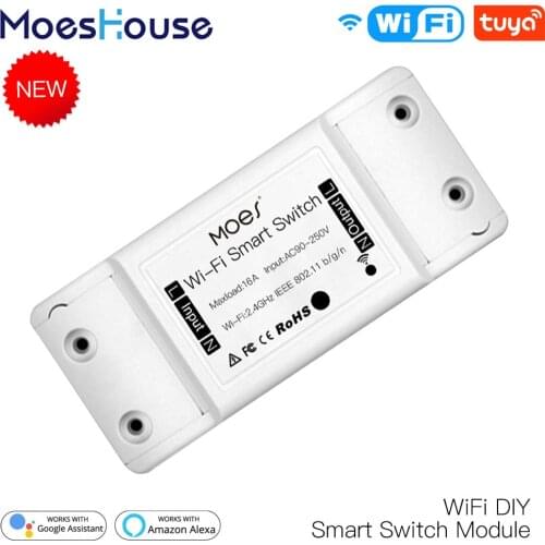 16A DIY WiFi Smart Light Switch Universal Breaker Timer Smart Life APP Wireless Remote Control Works with Alexa Google Home