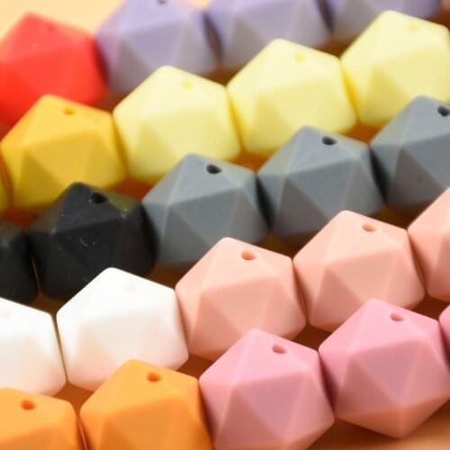 20 PCS 14 MM Icosahedron Perle Silicone Geometric Teething Beads Irregular Shape Baby Beads Teething Necklace Nursing Gifts